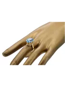 14K жълто злато Аквамарин Пръстен Винтидж vrc130y